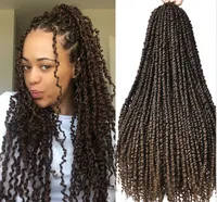 Pre-twisted Passion Twist Braiding Hair Extension 18 Inch Ombre Brown Crochet Braids 3D Cubic Twist Synthetic Braid Hair