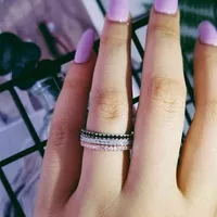 925 prata esterlina empilhável ouro preto banda eternidade anel dedo casamento dedo para mulheres pinky cauda prego jewlery r1090x