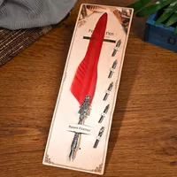 Klasyczny Vintage Feather Fountain Pen Kaligrafii Quill Dip Pen Home Decor Gift1