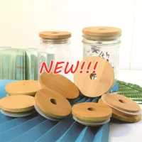 Bamboo Jar Tumbler Lid Cup Cap Mug Cover Drinkware Splash Spill Proof Top Silicone Seal Ring With Paint Coating Mold-free Dia 70mm/86mm Optional 15mm Straw Hole