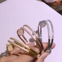prego bangle diamantes 18 k réplica oficial réplica jóias de jóias de alta qualidade luxo marca clássico pulseira de estilo de contração mais alta presente requintado