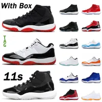 2020 presente com caixa X Stock Jumpman 11 sapatos de basquete 11s homens mulheres de alta baixa cetim espaço geléia sneakers