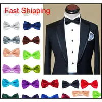الرجال المرأة ربطة القوس التعادل الصلبة الألوان عادي الحرير البوليستر قبل ربط العلاقات للحزب الزفاف الأزياء acces qyao queen66