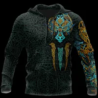 Men's Hoodies & Sweatshirts Spring And Autumn Street Warrior Tattoo Fashion Sports Suit Personalized Custom 3D Printing Hoodie Light Jacket 
