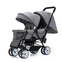 Cochecito de bebé gemelo puede sentarse y mentir el carruaje para bebés de cuatro ruedas, carros de doble asiento de doble asiento livianos de 0-4 años