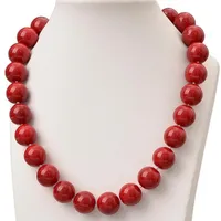 Chaînes Perles de corail rouges 14mm Taille de la taille de la fabrication de Collier synthétique bricolage à la main 18 pouces Femmes Fête Cadeaux H8151