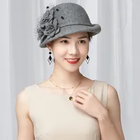 Beckyruiwu Lady Party Formal Cloche Hats Elegant Fedora Hat Women Winter Asymmetric Brim 100% Wool Felt Beret Cap 220312