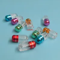 100 x mini shell cápsula conchas redondas casas de pílulas transparentes de plástico garrafas recarregáveis ​​com tampa de alumínio Medicina contentores de contêinerpls