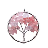 Ganska natursten halsband regnbåge halsband mångfärgad visdom träd av liv kristall vackert hängande halsband