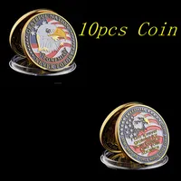 10ピースアメリカ陸軍ネイビーエアフォース海洋隊沿岸ガードフリーダムイーグルゴールドメッキカラーレアチャレンジコイン