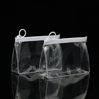 Hot sale transparent foldable bottom ziplock bag waterproof EVA zipper bag cosmetic storage packaging bags Free shipping