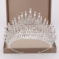 Nakrycia głowy modny srebrny kolor kryształ kryształ kryształowy wielka korona ślub ślub ślubny kobietom kosmetyka