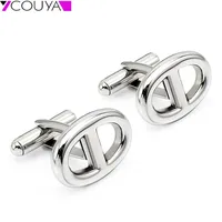 Oval 8 Shape H Stainless Steel Cufflinks Silver Color Mens Jewelry For Business Sports Cuff Links Mens Gifts 201106