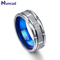 Nuncad T062R unique Engagement ring combination ring hole blue 8MM wide tungsten steel ring size 7-12 220115