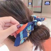 Bow Scarf Scrunchies, Thin Cold Scrunchies with Tail, Hair Ties Accessories for Girls Women Long Scrunchies Hair Scarves