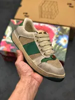 ITALIE Hommes Trainer Screenker Chaussures Brodé En Dressed Dirty Cuir Ace Green Rouge Stripe Stripe Mens Sneakers Entraîneurs Entraîneurs à lacets Low Up Femme Casual Short