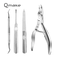 Qmake Nail Clipper lngrown Toenail Cuticle Nippers File Dead skin Remove pedicure Stainless Steel Cutters Tools Maincu 220226