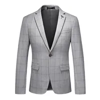 Najwyższej jakości Plus Size 5xl-S Blazer Hombre Proste Wszystkie mecz Slim Fit Plaid Suit Coats Men Clothing Casual Wedding Dress 220311