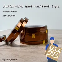 US warehouse Width 10mm Heat Resistant Tape Heat Press Tan sublimation Mug Phone Case Adhesive Tapes PI Material