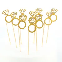 Gold Glitter Diamant Ring Cupcake Topper Hochzeitstorte Topper Dekor Hochzeitszeremonie Geburtstags-Partybedarf 20201