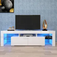 US Stock Home Mobiliário moderno TV White TV, 20 cores LED TV Stands w / Luzes de Controle Remoto A46