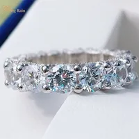 Wong Rain Classique 100% 925 Sterling Silver Coupe ronde Créée Diamonds Gemstone Engagement Couple Anneaux Bijoux fins 220209