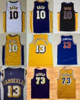 Vintage Steve 10 Nash Basketball Jerseys Wilt 13 Chamberlain Dennis 73 Rodman La Yellow Purple Stitched