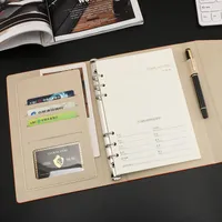 Retro PU Leather A5 Notebook Diary Programador de negocios Planificador de la carpeta de hojas sueltas de la carpeta de la espiral Suministros escolares de la escuela