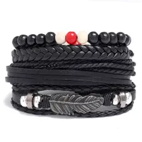 New jewelry multi-layer braided Link Chain cowhide bracelet simple diy multi-piece combination bracelets men 3J9V