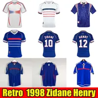 Retro 1998 Soccer jerseys 10# ZIDANE 12# HENRY Ribery MAILLOT DE FOOT 98 uniforms Football 1996 2000 2002 2004 2006 Hommes shirt Kit