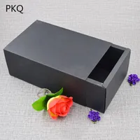 Gift Wrap 10Pcs 4 Sizes Black Kraft Paper Boxes Handmade Candy Packing Box Small Jewelry Drawer Cardboard Carton