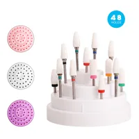 New 48 Holes Acrylic Nail Drill Bits Storage Box Holder Display Nail Files Container Milling Cutter Case Manicure Accessories