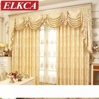 Cortinas de lujo real de oro europeas para las cortinas de la ventana del dormitorio para la sala de estar decapas elegantes de la ventana de la ventana de la cortina europea