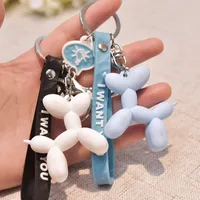 PVC soft rubber simple robot dog balloon animal keychain bag pendant DIY couple schoolbag leather rope