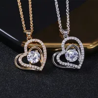 Aşk Kalp Kolye Kolye Kübik Zirkonya Kolye Gümüş Altın Zincirleri Elmas Moda Takı Will ve Sandy Hediye