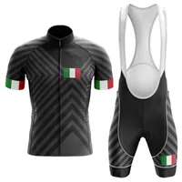 Zestawy wyścigowe Lairschdan 2022 Summer MTB Rower Men Riding Wear Cycle Strój Czarny Jersey Krótkie rękawie Włochy