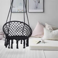 Black Swing Hammocks Chair Max 330 Lbs Hanging Cotton Rope Hammock Swing Chairs for Indoor and Outdoor US stock a46 a39301M