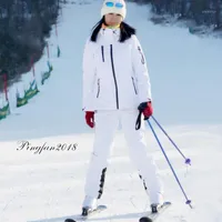 Skidåkare Vinter Skidåkning Män och Kvinnor Högkvalitativ jacka + Byxor Snow Warm Vattentät Vindtät Snowboarding Kvinna Suit1