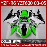 Corpo in moto YOMAHA YZF-R6 YZF600 YZF R 6 600 cc 03-05 Bodywork 95No.92 YZF R6 600CC YZFR6 03 04 05 Cowling Green Black White YZF-600 2003 2004 2005 Kit carening OEM