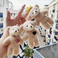 12cm Pearl Plush Bear Plysch Toy Stuffed Animal Keychain Pendant Small Event Gift för Alla hjärtans dag present