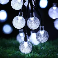 30 LED Multi-Color Ball Round Solar Lamp Power LED String Fairy Lights Batteri Garlands Garden Jul Holiday Inredning Utomhus
