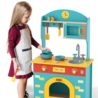US-amerikanische Lager-Holzspiel-Küchenblöcke Set für Kinder Kleinkinder, Spielzeuggeschenk für Weihnachten, Geburtstag, Blue212Z2467