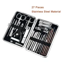 27 Pieces Professional Manicure Set Nail Cutter Pedicure Scissors Stainless Steel Eagle Hook Portable Toenail Clipper Tool Kit 220226