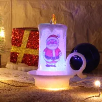 Desktop per la casa Decorata Candele Elettroniche Elemento di Natale Decalcomania Decalcomania Snowman Babbo Natale Pattern Led Night Light 3 2NH J2