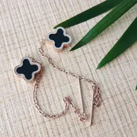 Hot Ladies Fashion Jewelry Stainless Steel Four Leaf Stud Earrings Rose Gold Plated Clover Ear