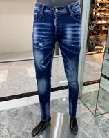 Męskie spodnie dżinsy designer czarne chude naklejki lekkie zrywanie motocyklowego rocka joggery prawdziwe religie mężczyzn ubrania 667 Blueberry11