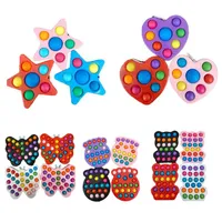 Butterfly Jellyfish Heart Star Bear Shapes Push Fidget Speelgoed Sensory Bubble Board Stress Reliver Finger Fun Ball Family Party Game A34 A05
