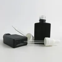 360 x 30 ml Travel Draagbare Zwart Glas Perfumfles Vierkant Fles Fine 4 Caps Essential Oil Atomizer Container