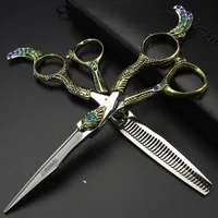 Nożyczki do włosów Sharonds Japan 440C Profesjonalne fryzjerstwo Fit 6 Peacock Uchwyt Cięcie Fryzjer Rozcieńczający