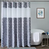 Ufriday elegante cortina de chuveiro branco poliéster tecido impermeável banheiro cortina grosso jacquard prata cinza banheiro cortinas 201130